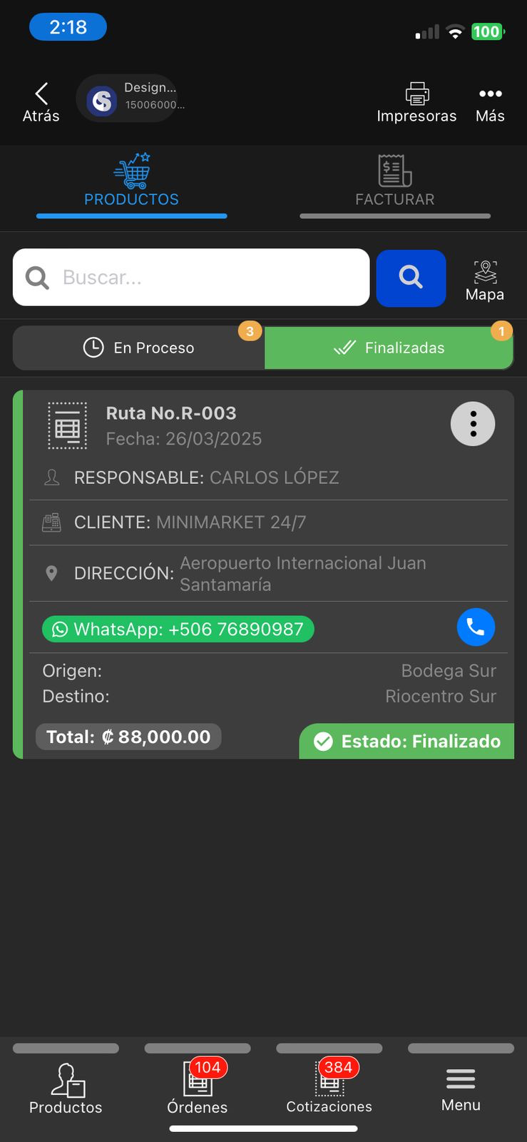 Información de ruteo en Posmovi