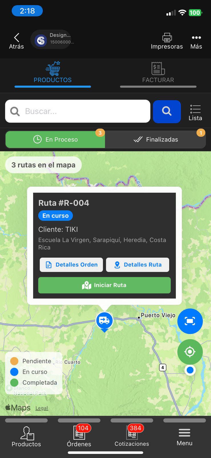 Iniciar ruta de cliente en Posmovi